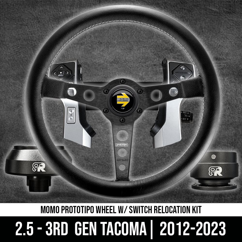 Steering Wheel Adapter & Switch Group Relocation Kit w/ Momo Prototipo |  2012+ Tacoma