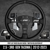 Steering Wheel Adapter & Switch Group Relocation Kit w/ PRP Flat Faced Leather |  2012+ Tacoma