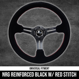 NRG Reinforced Steering Wheel Blk Suede w/Red Stitching