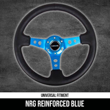 NRG Reinforced Steering Wheel Blk Leather w/Blue Circle Cutout