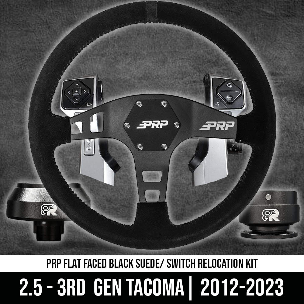 Steering Wheel Adapter & Switch Group Relocation Kit w/ PRP Flat Faced Suede |  2012+ Tacoma